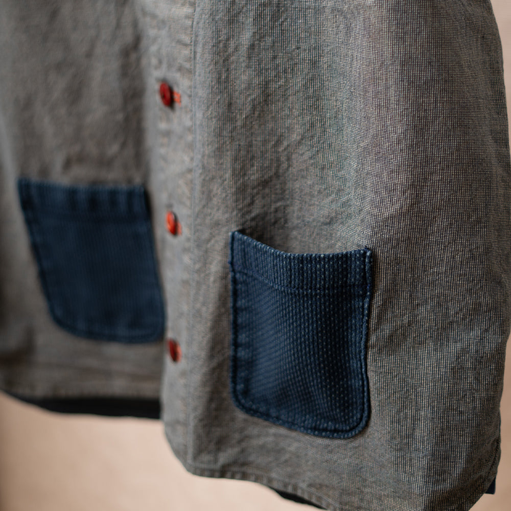 刺し子ポケット切り替え ベスト