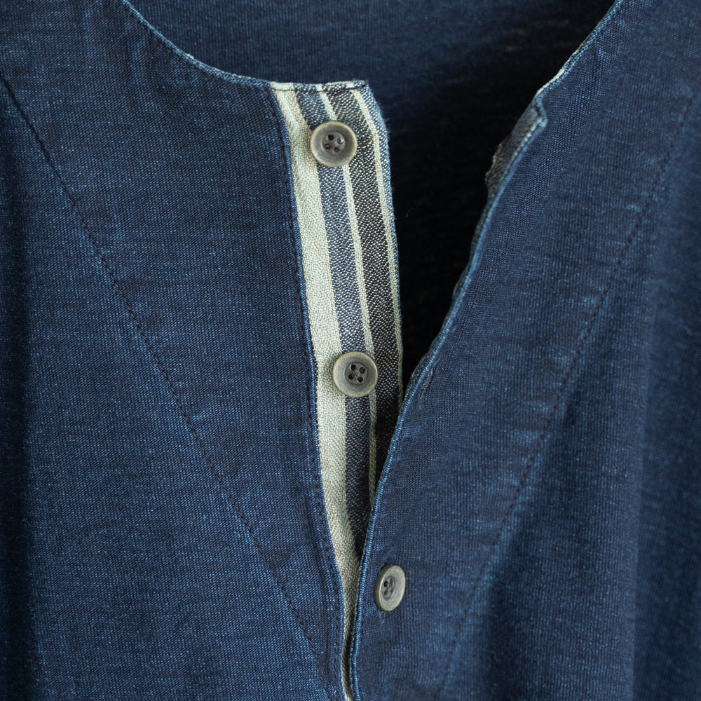 鯉口袖パッチワーク ロングTシャツ