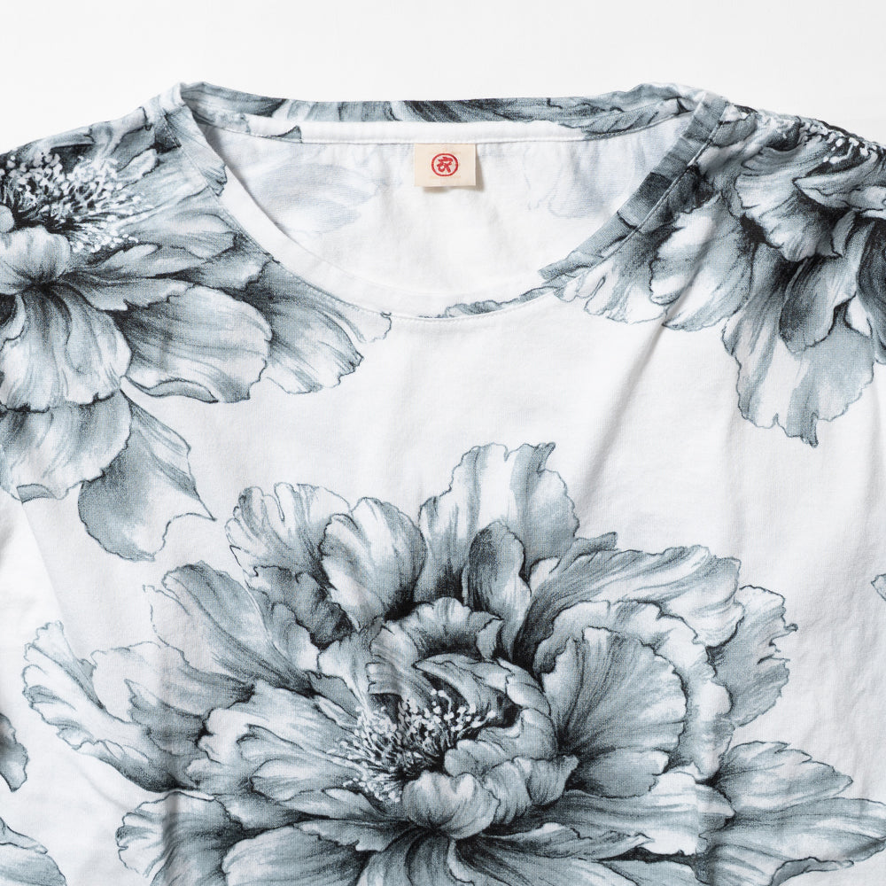 水墨牡丹総柄チュニック