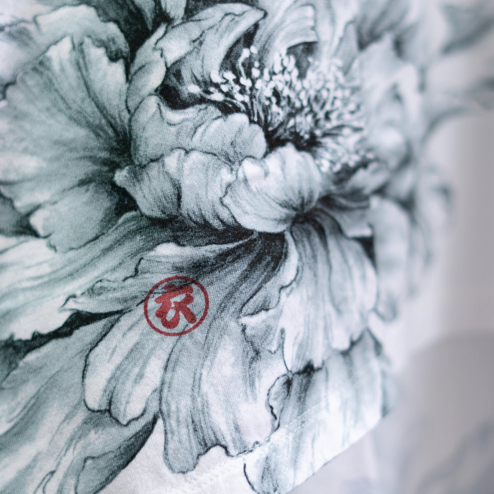 水墨牡丹総柄チュニック