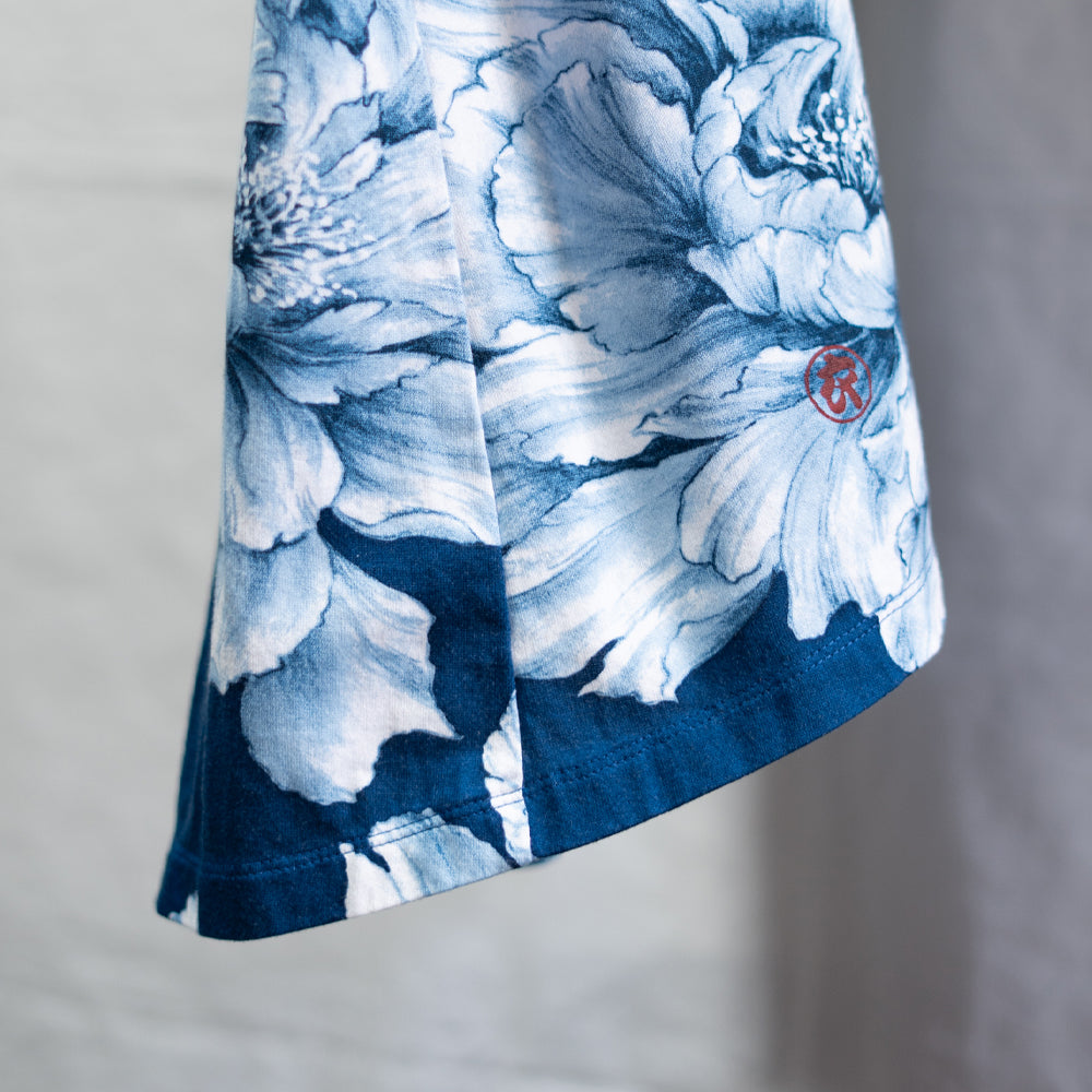 水墨牡丹総柄チュニック