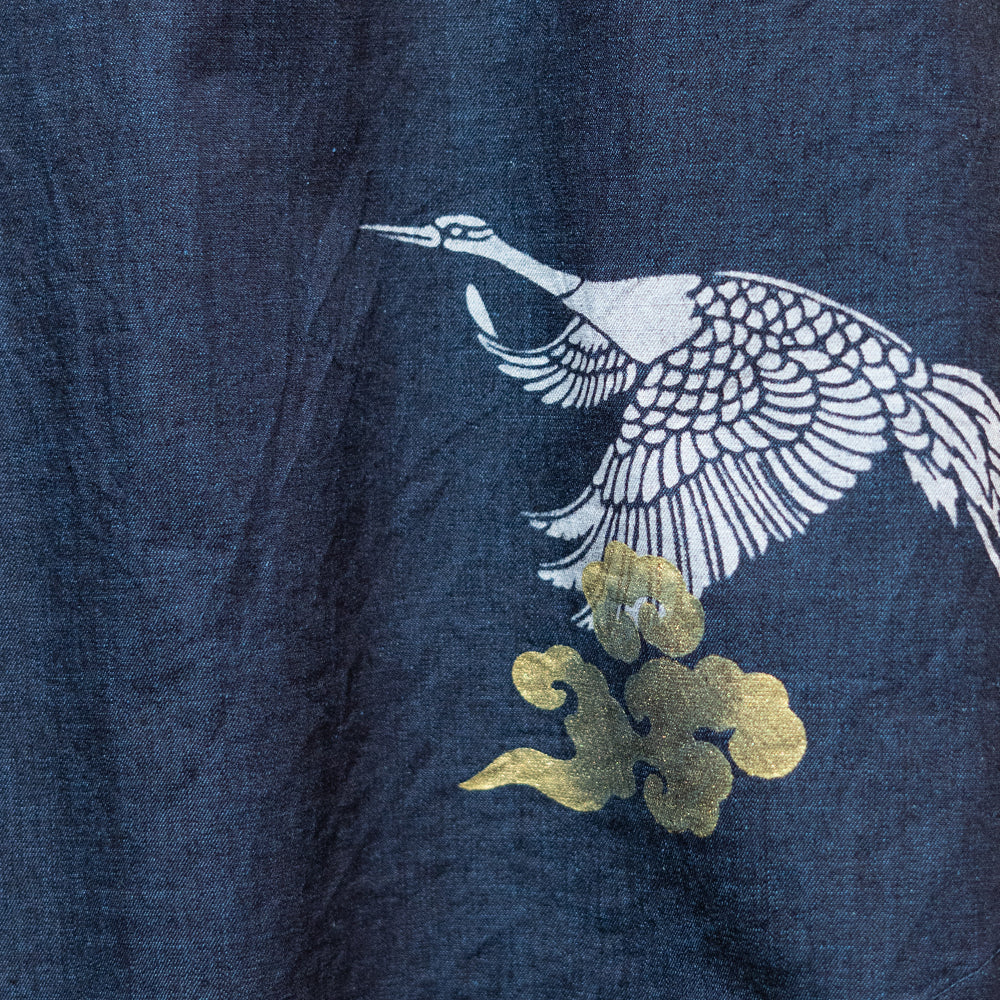 Flying Crane and Mount Fuji Stitch Blouse