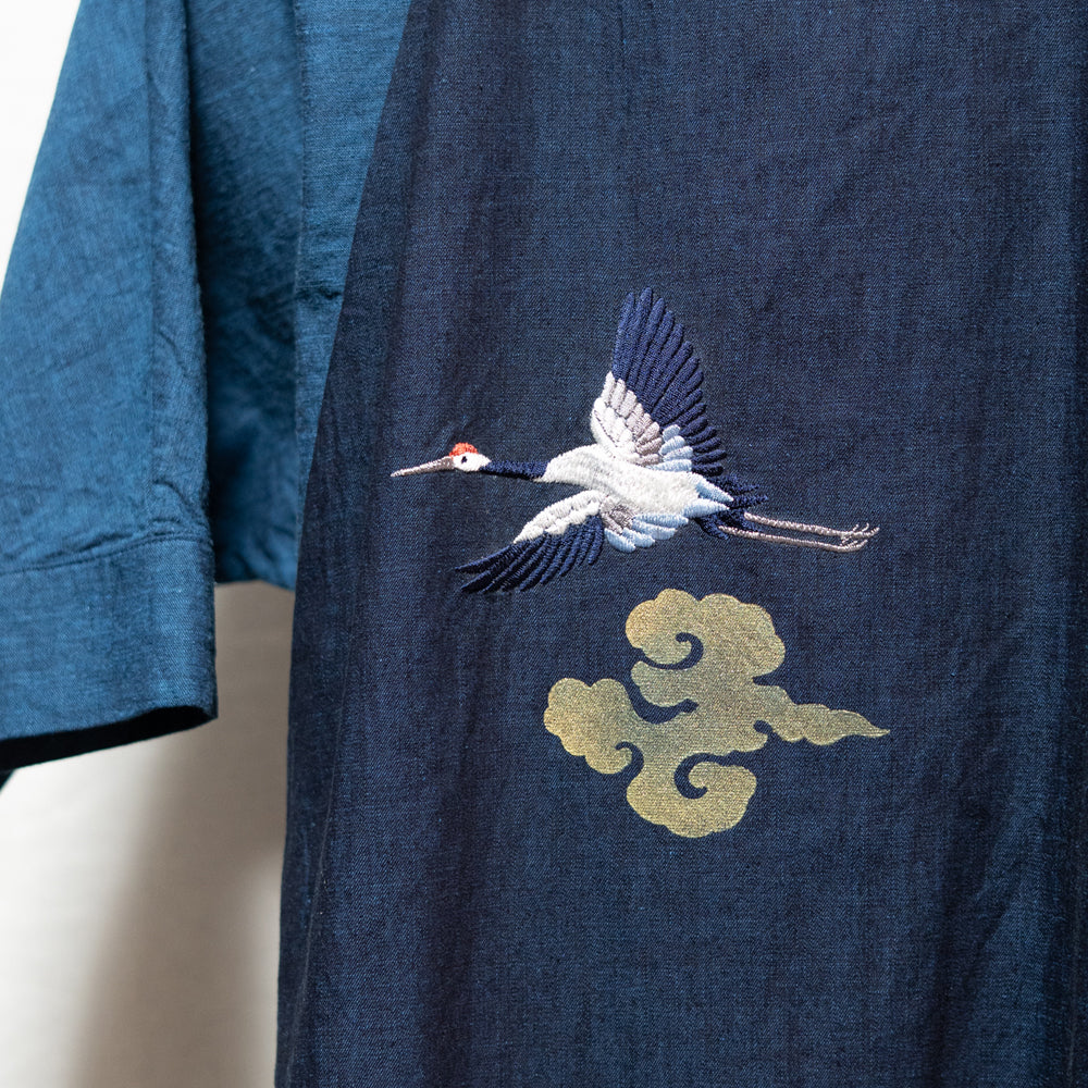 Flying Crane and Mount Fuji Stitch Blouse