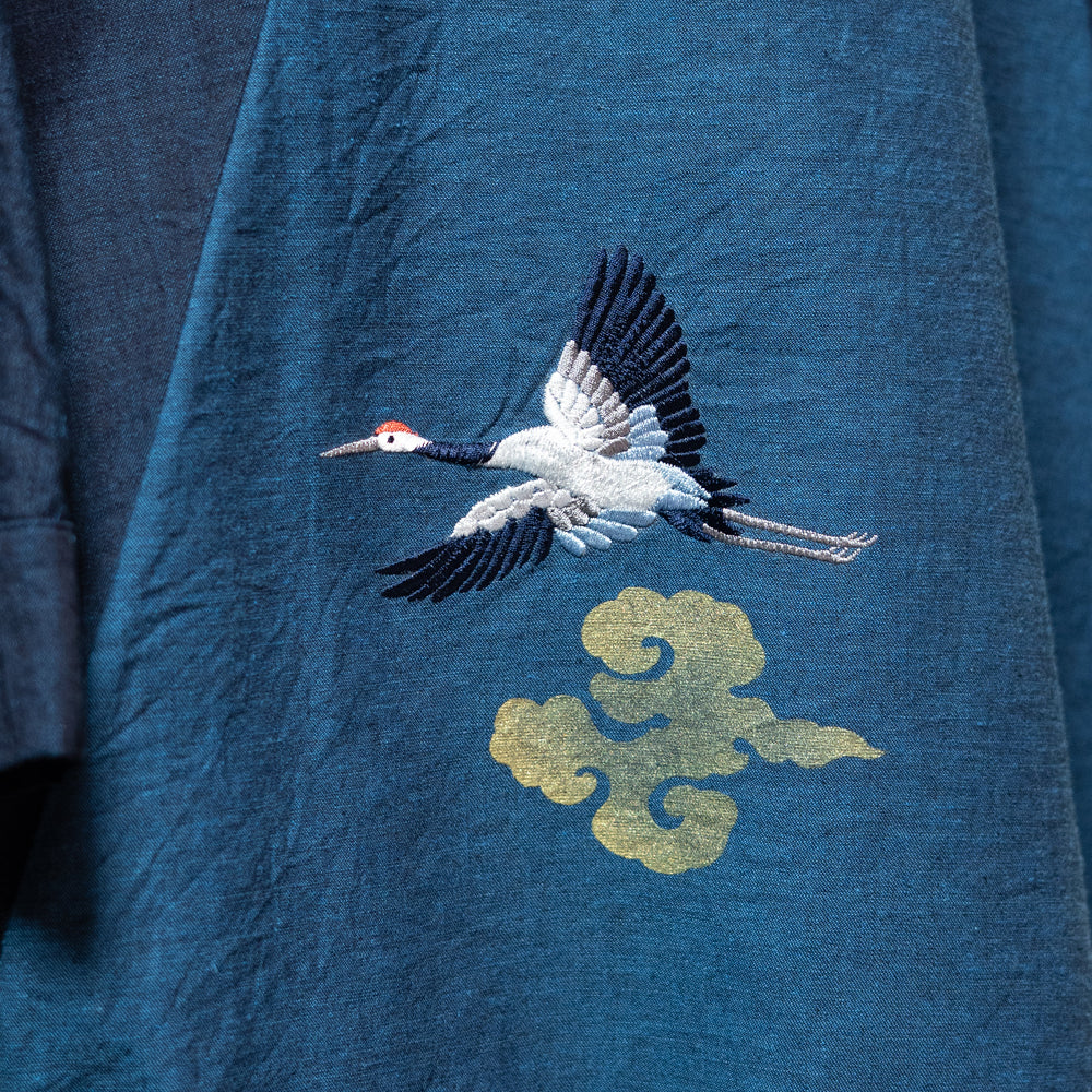 Flying Crane and Mount Fuji Stitch Blouse
