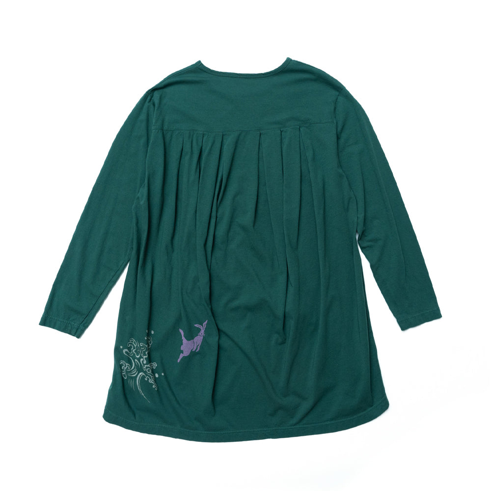 因幡の白兎 波に流れる背中プリーツロングTシャツ