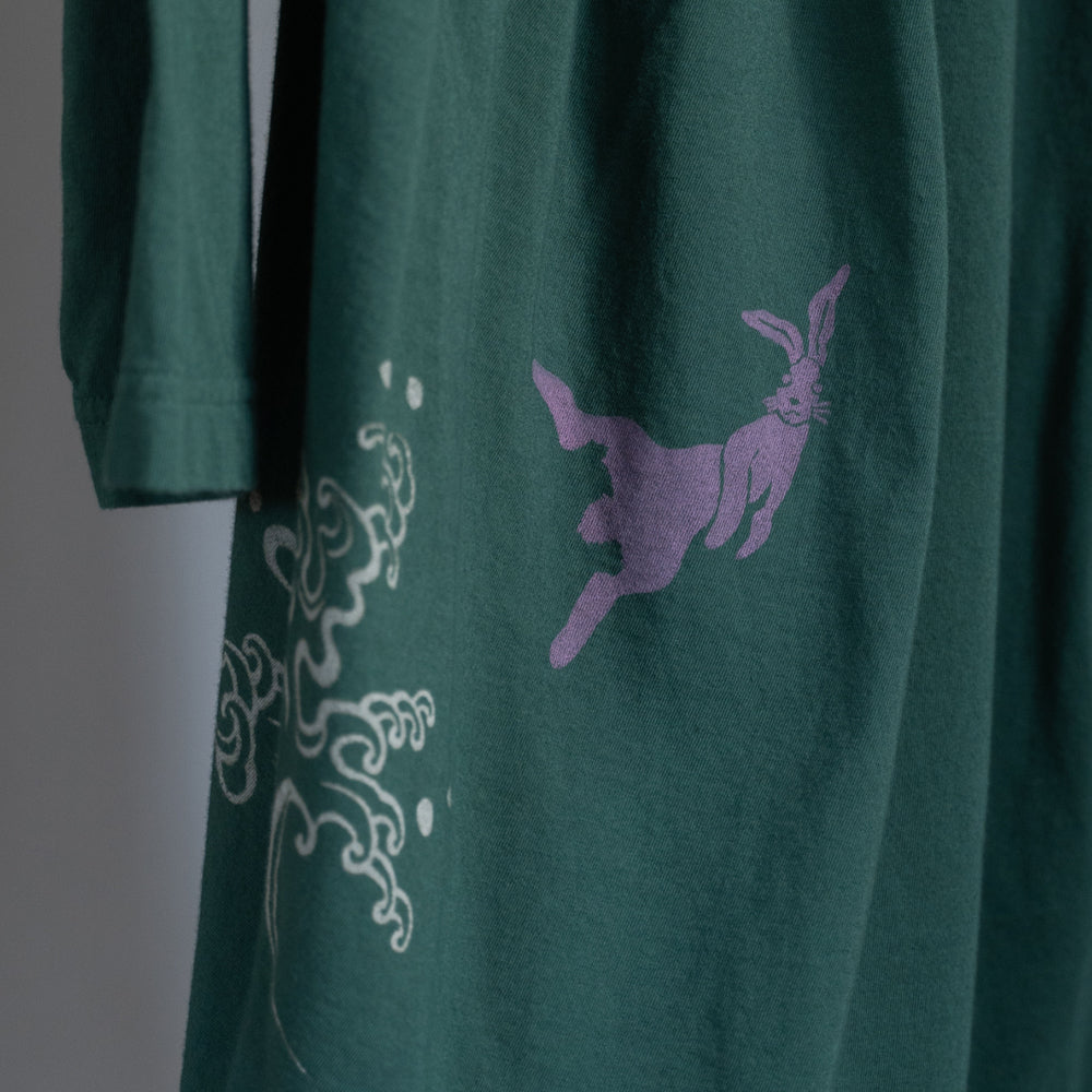 因幡の白兎 波に流れる背中プリーツロングTシャツ