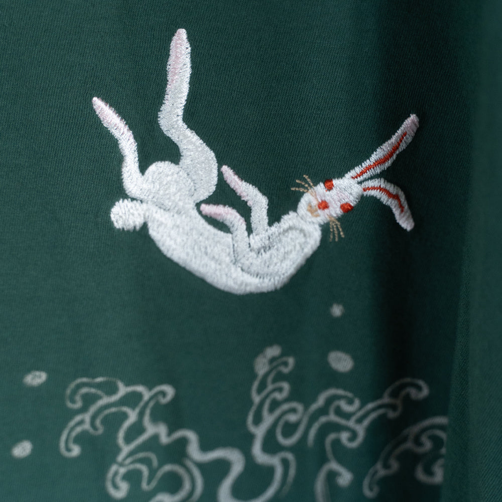 因幡の白兎 波に流れる背中プリーツロングTシャツ