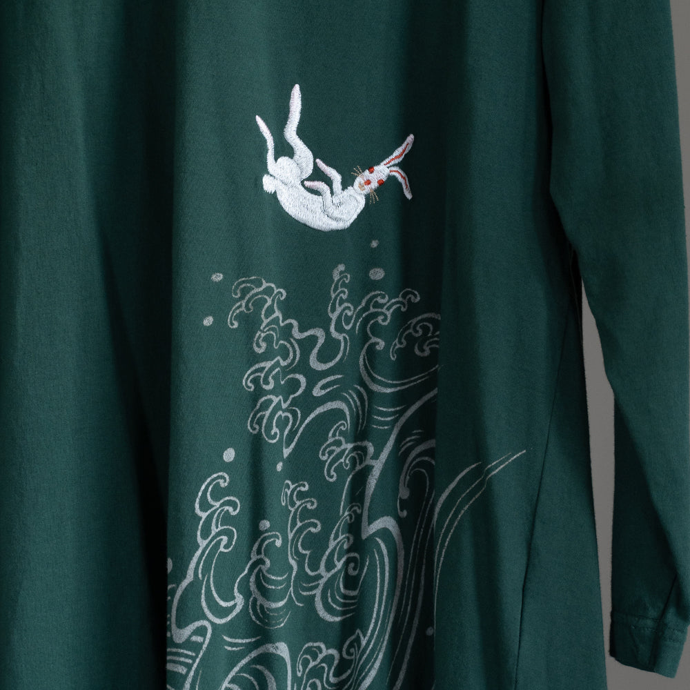 因幡の白兎 波に流れる背中プリーツロングTシャツ