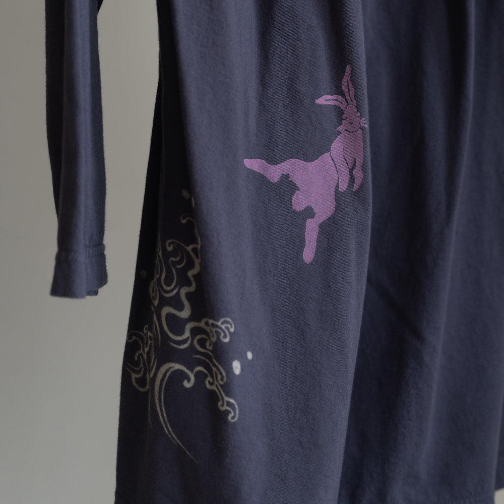 因幡の白兎 波に流れる背中プリーツロングTシャツ