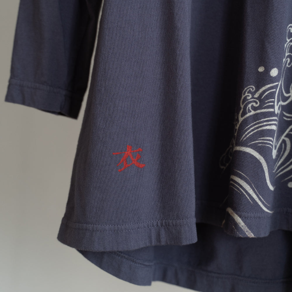 因幡の白兎 波に流れる背中プリーツロングTシャツ