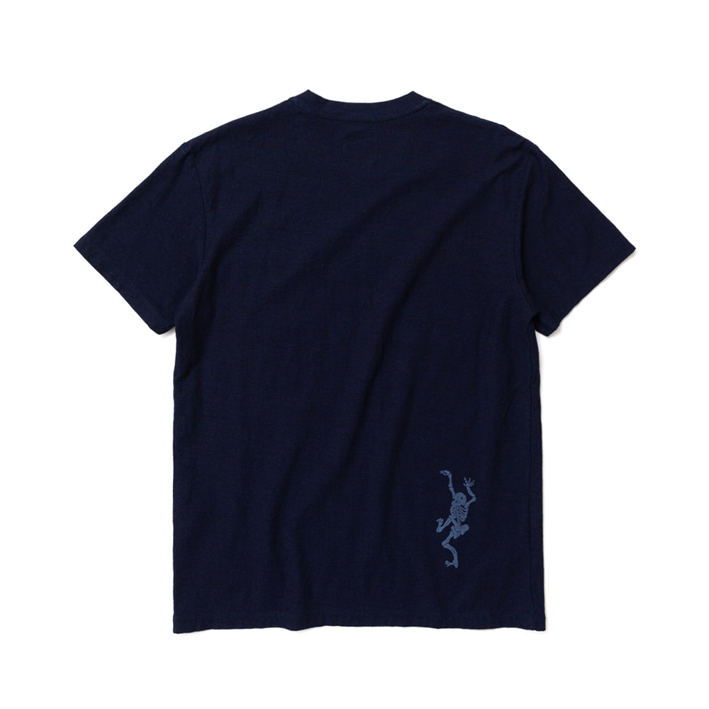 骸骨Vネックポケット付半袖Tシャツ