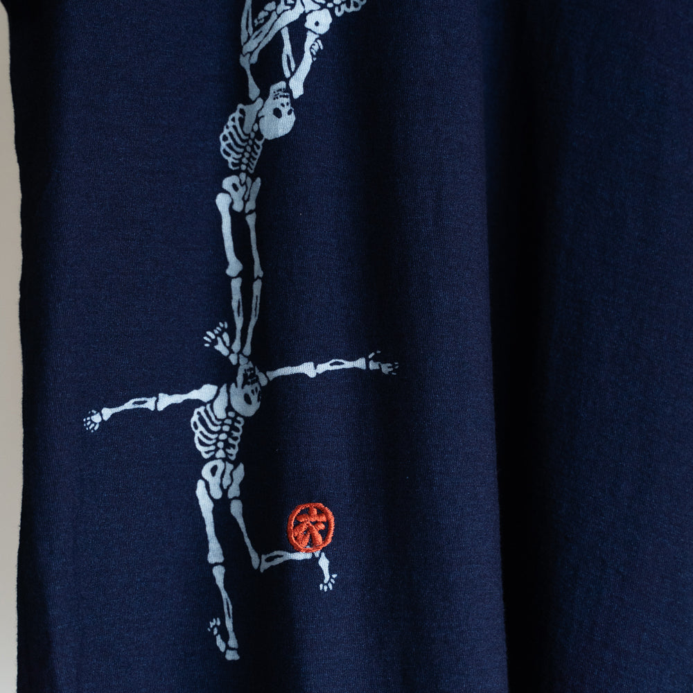 骸骨Vネックポケット付半袖Tシャツ