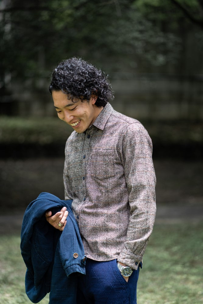 チェックウール 長袖シャツ