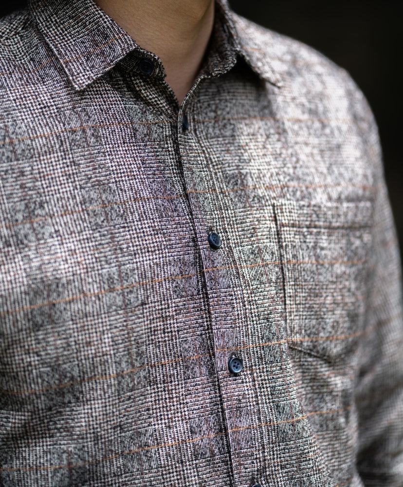 チェックウール 長袖シャツ