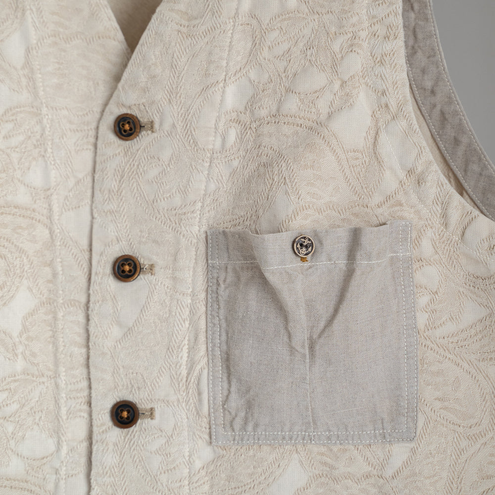 綿和紙ジャカード切替えベスト