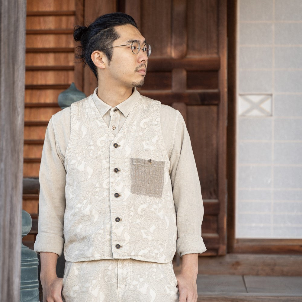 綿和紙ジャカード切替えベスト