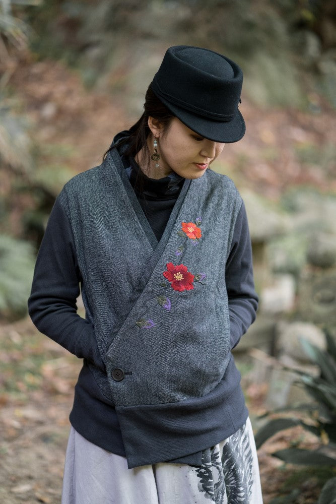 山茶花着物衿カーデジャケット