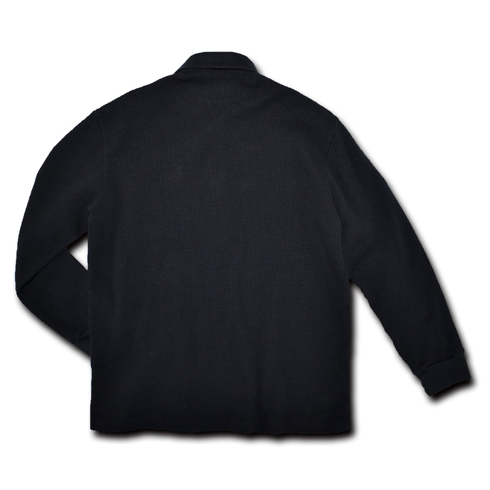 Clouded Waffle Polo Collar Long Sleeve T-Shirt