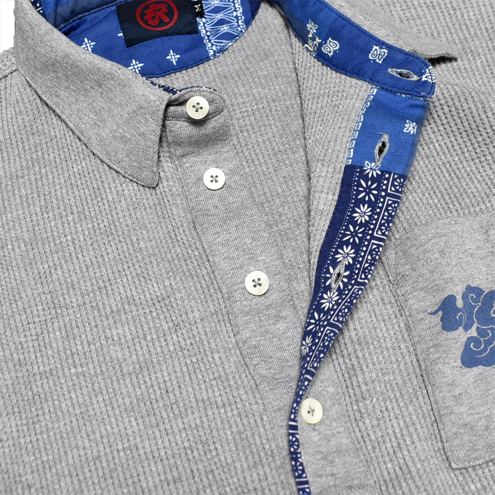 Clouded Waffle Polo Collar Long Sleeve T-Shirt