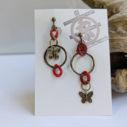 Butterfly passing through the ring Earrings