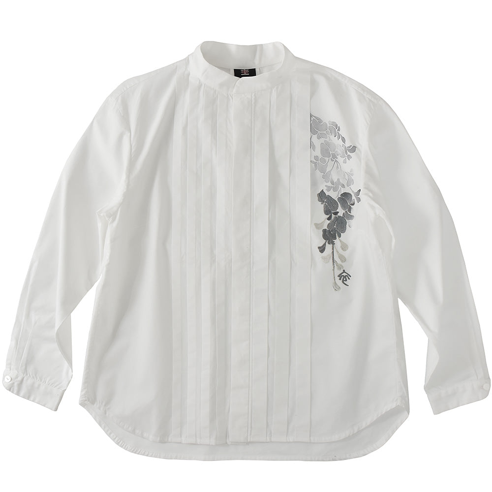 藤の花 アシンメトリータックブラウス 藤 刺繍 レディース 春服 日本製