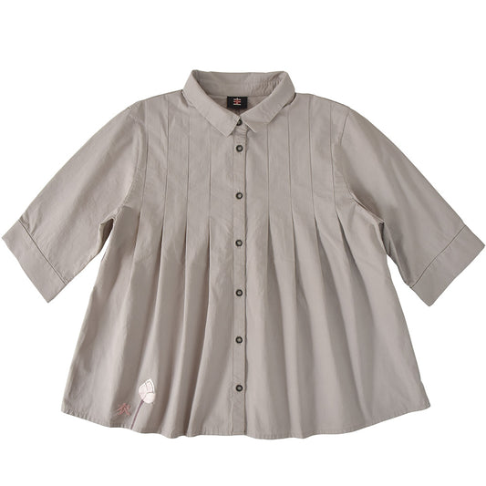 蓮五分袖      タックブラウス