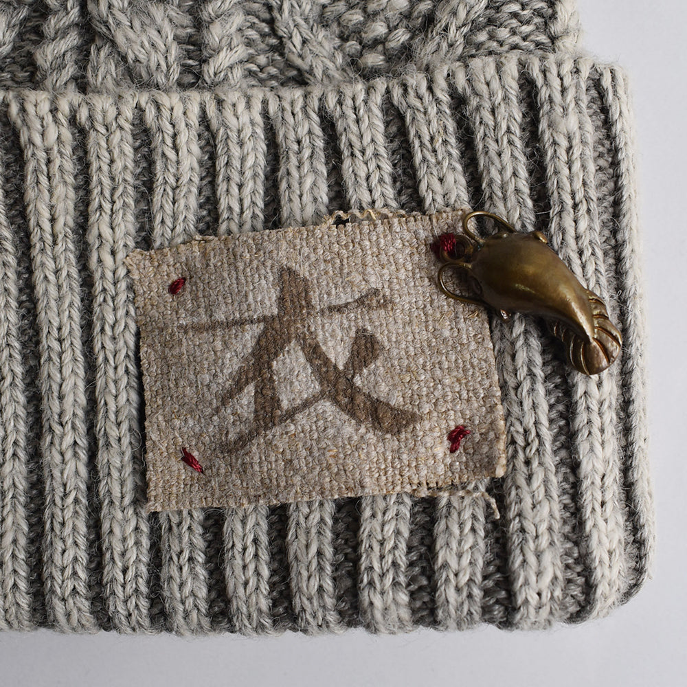  Aran Knit Hat -Namazu Charm-