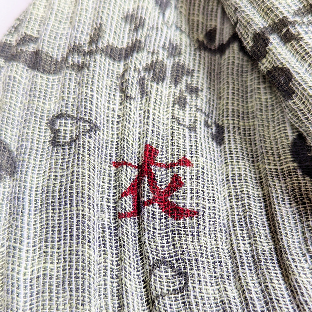 桜と龍　ガーゼ亀田縞ストール