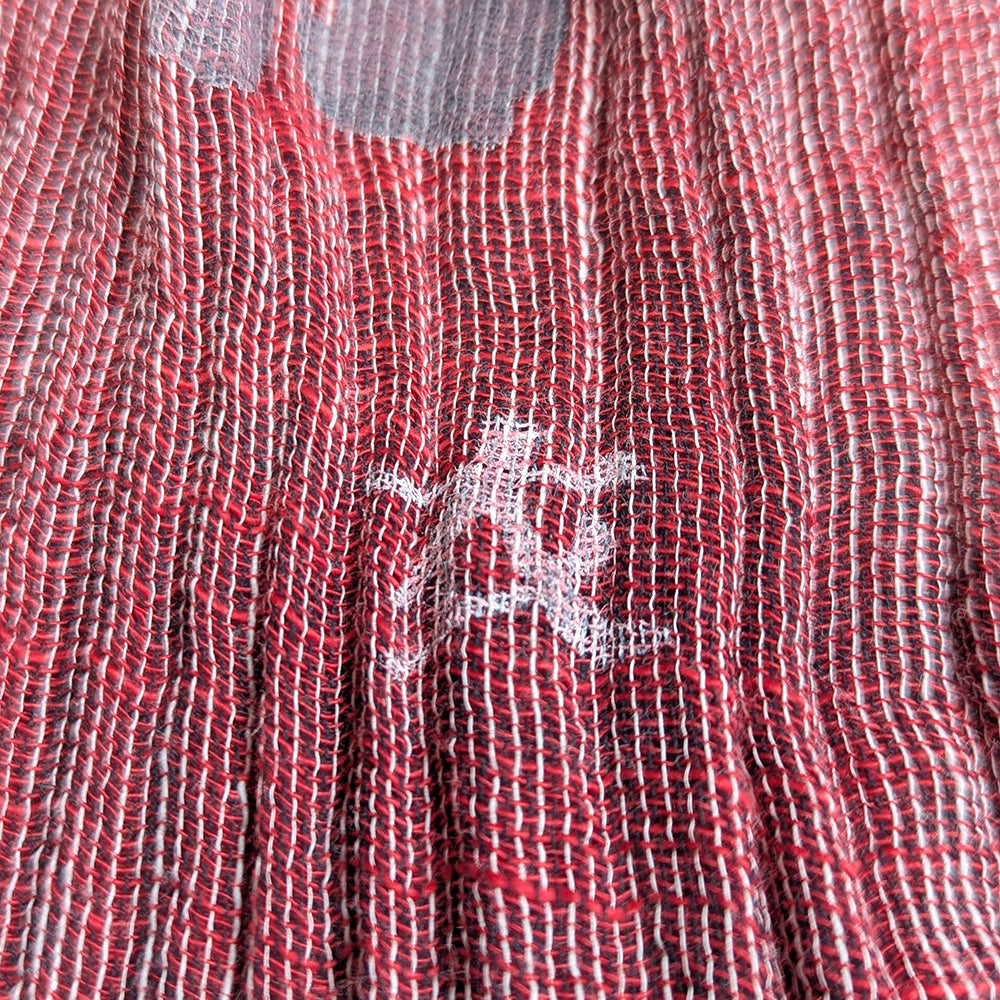 桜　ガーゼ亀田縞ストール