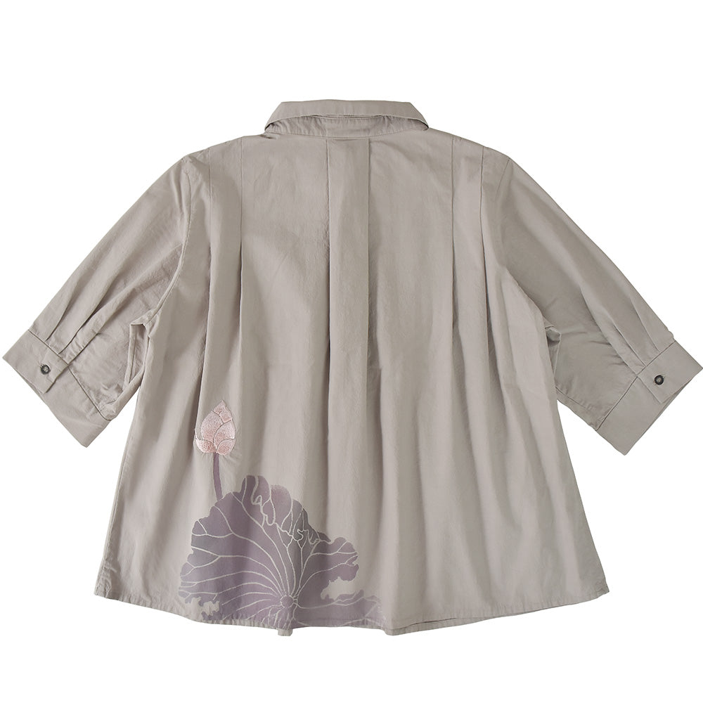 蓮五分袖      タックブラウス