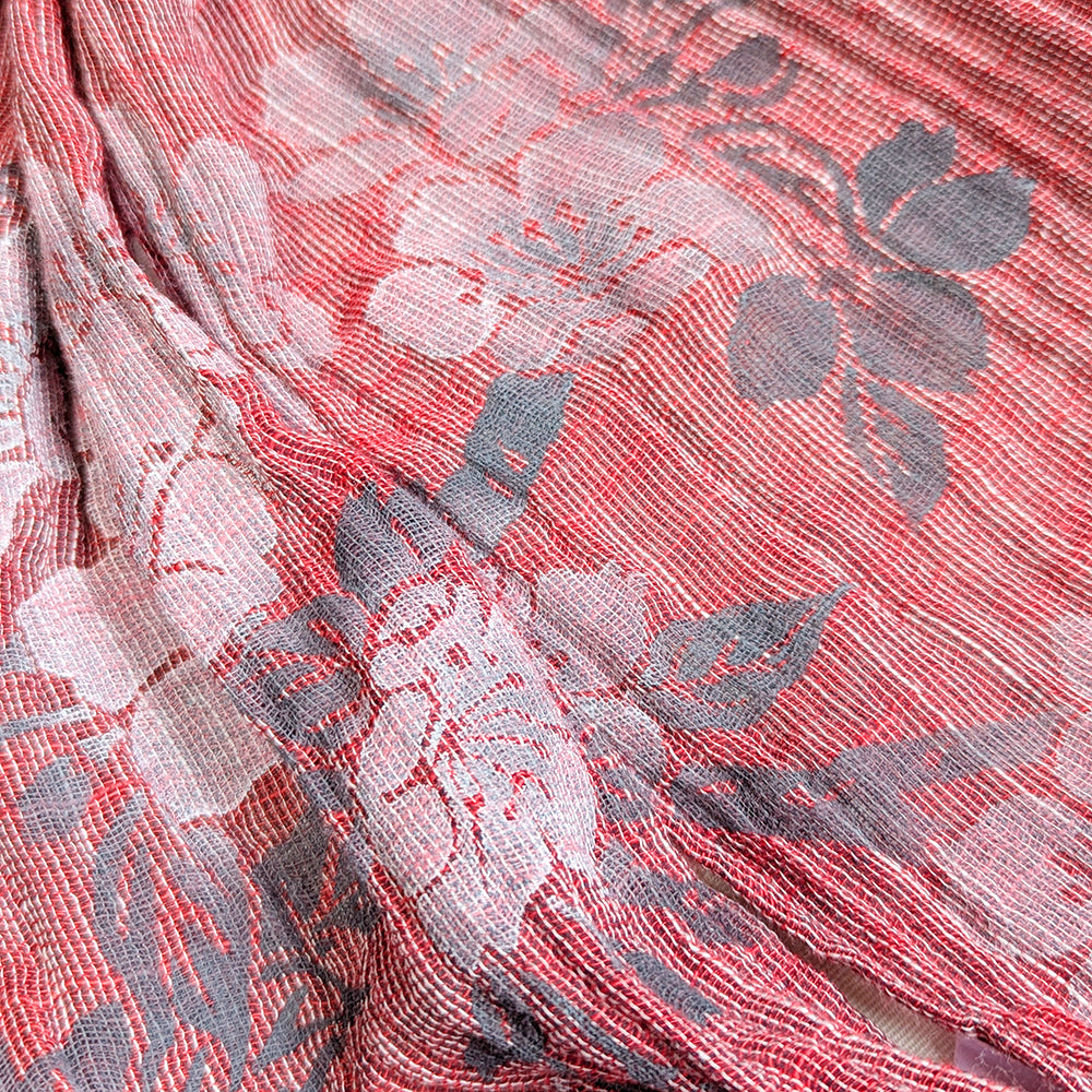 桜　ガーゼ亀田縞ストール