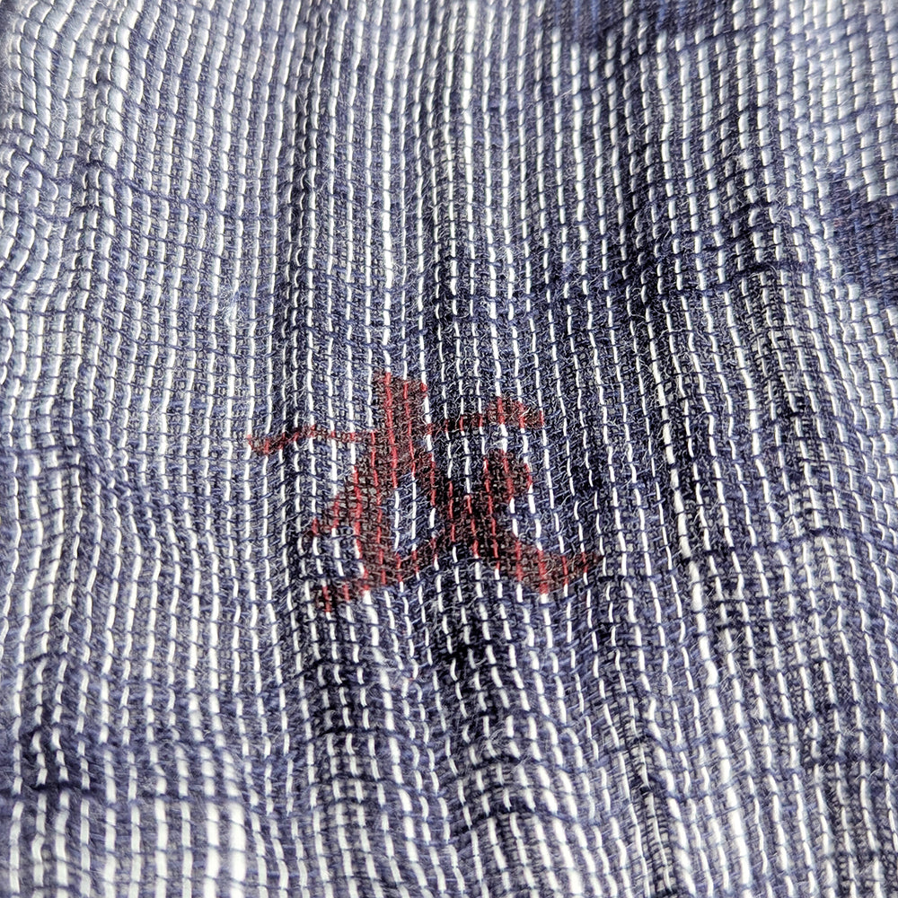 桜と鯰　ガーゼ亀田縞ストール