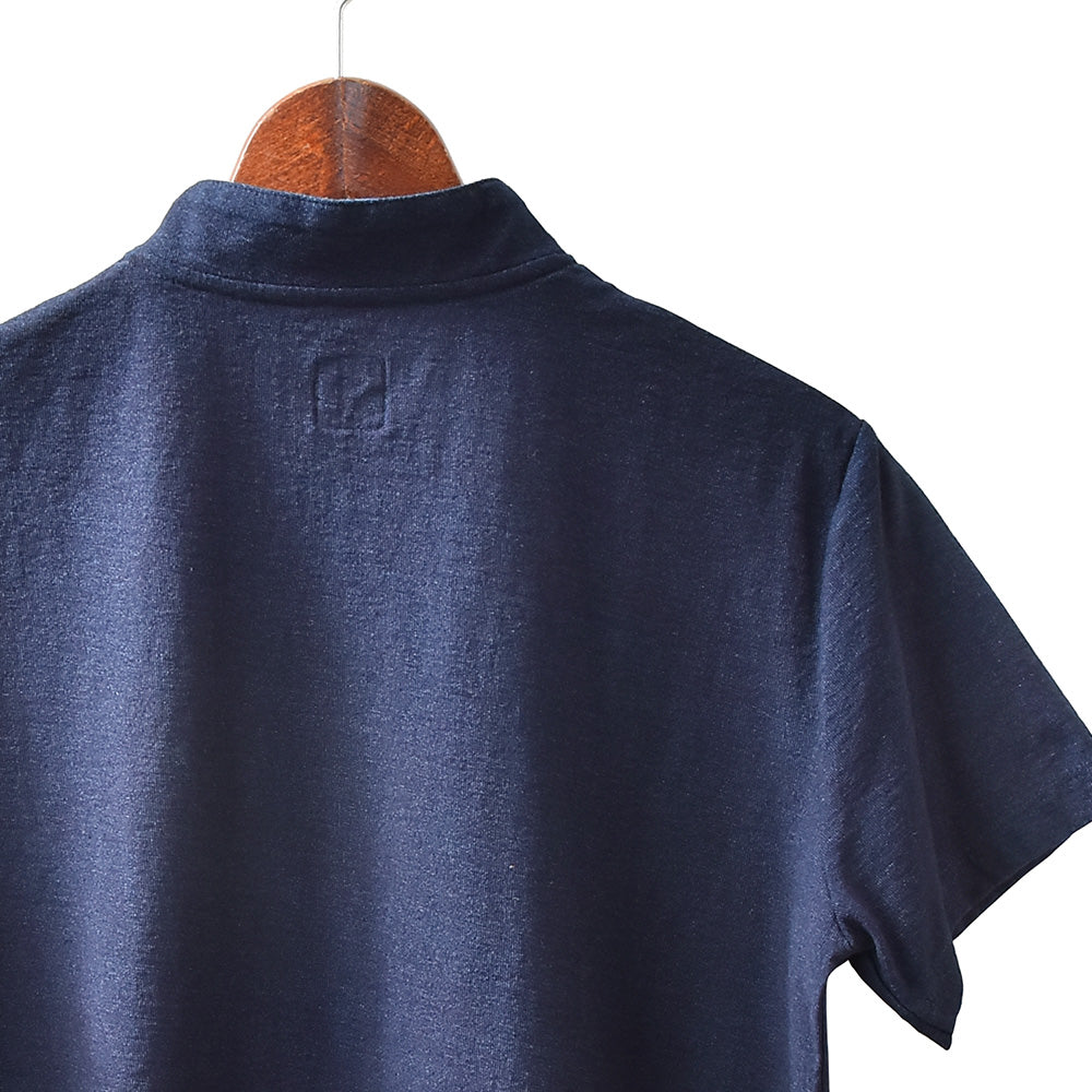 花丸文様 マオカラーTシャツ