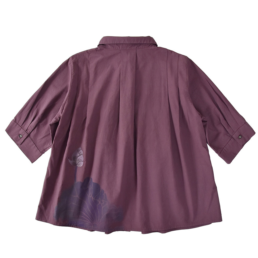 蓮五分袖      タックブラウス