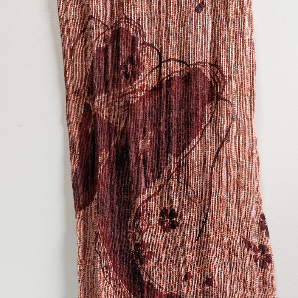 桜と鯰　ガーゼ亀田縞ストール