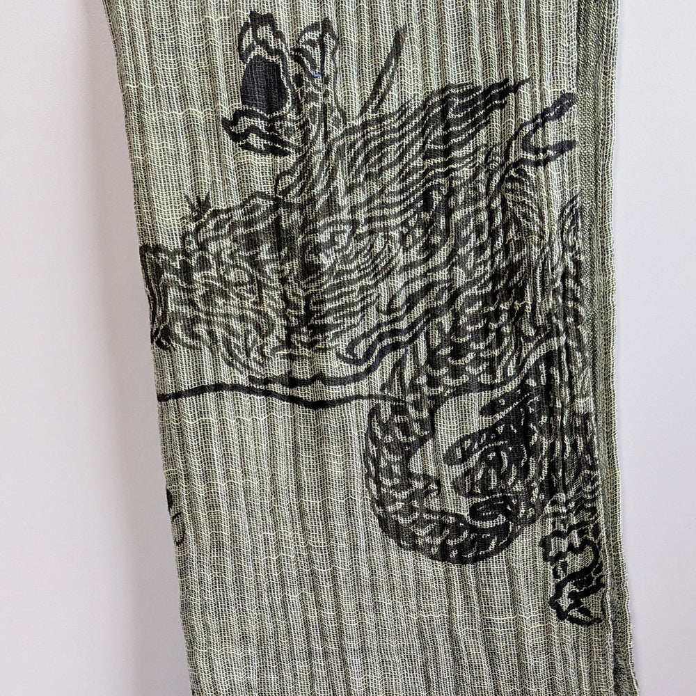 桜と龍　ガーゼ亀田縞ストール