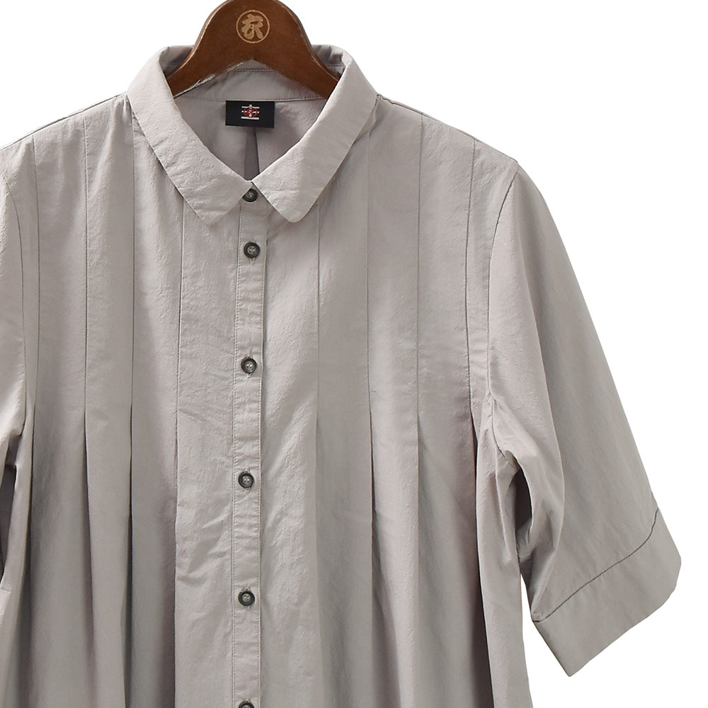 蓮五分袖      タックブラウス