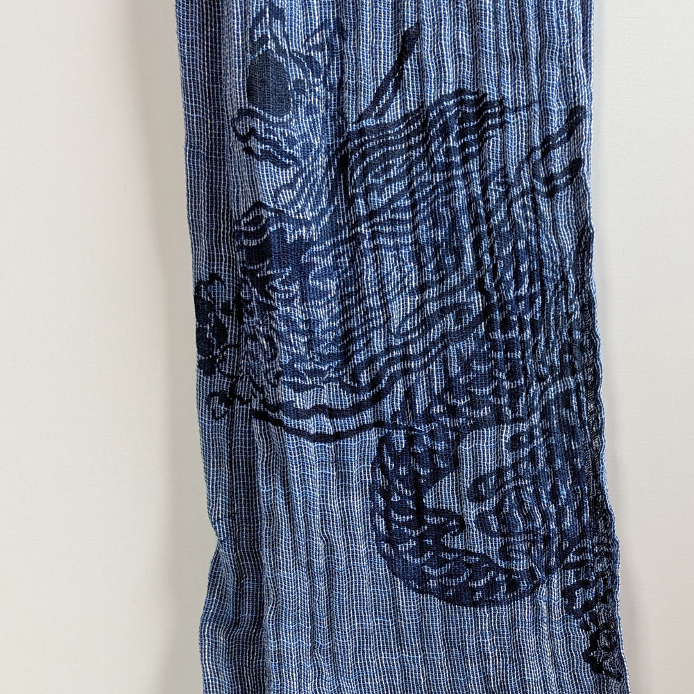 桜と龍　ガーゼ亀田縞ストール