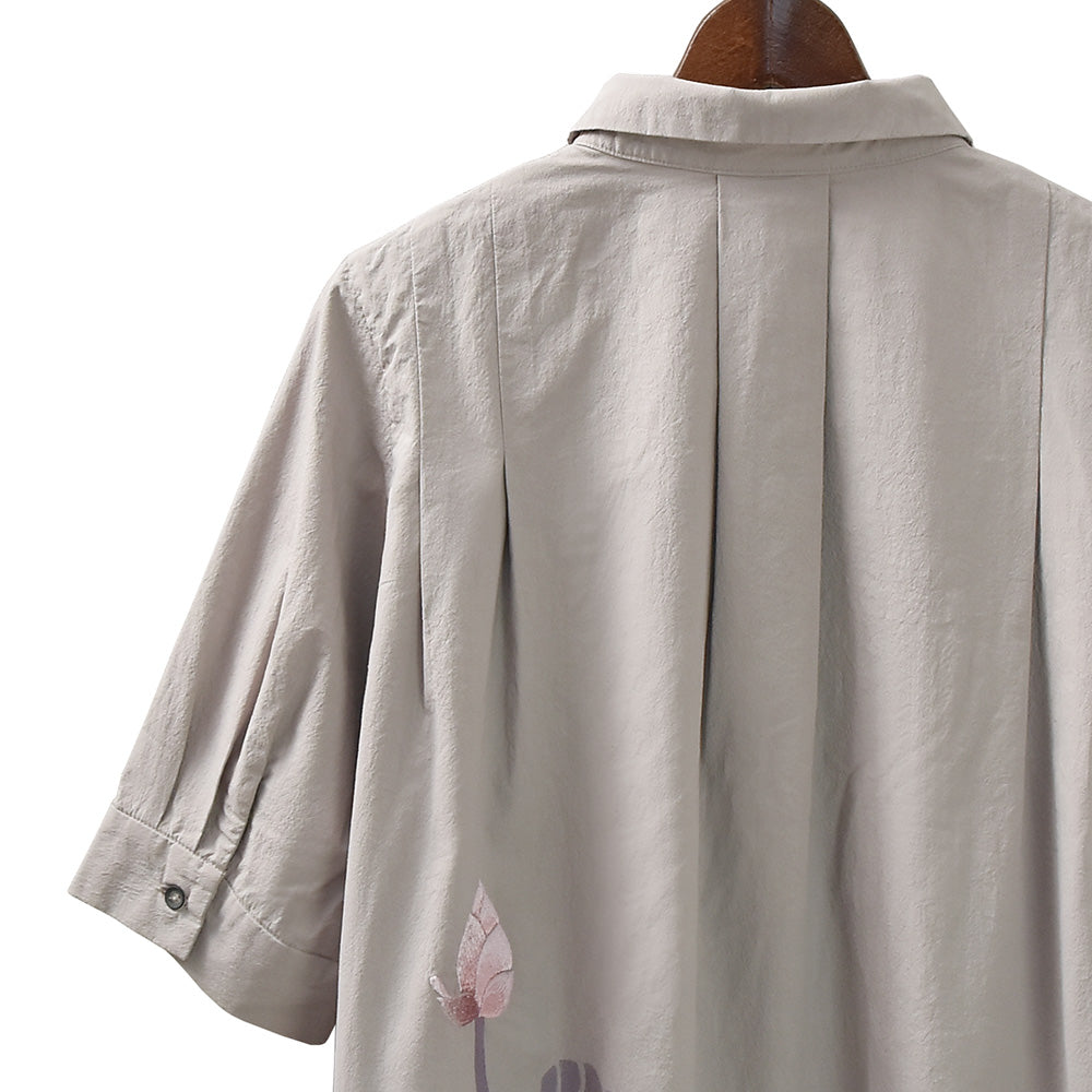 蓮五分袖      タックブラウス