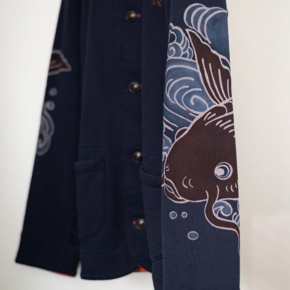 筒描き風 鯉裏毛カーディガン