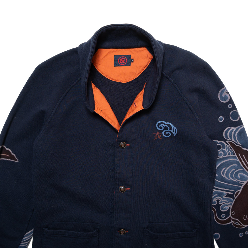 筒描き風 鯉裏毛カーディガン