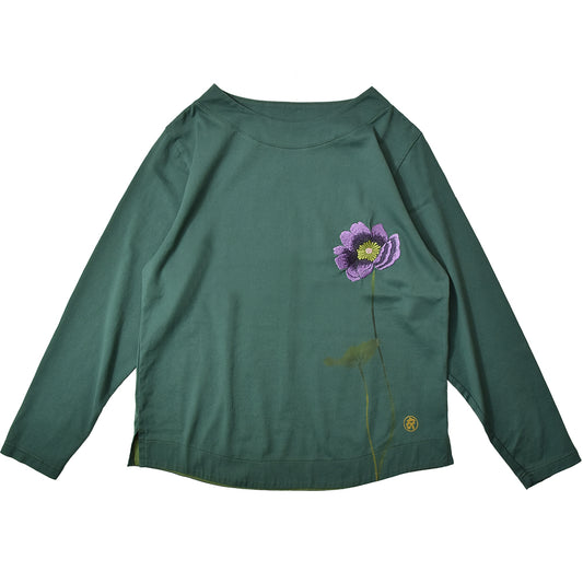 芥子　扇衿ロングTシャツ