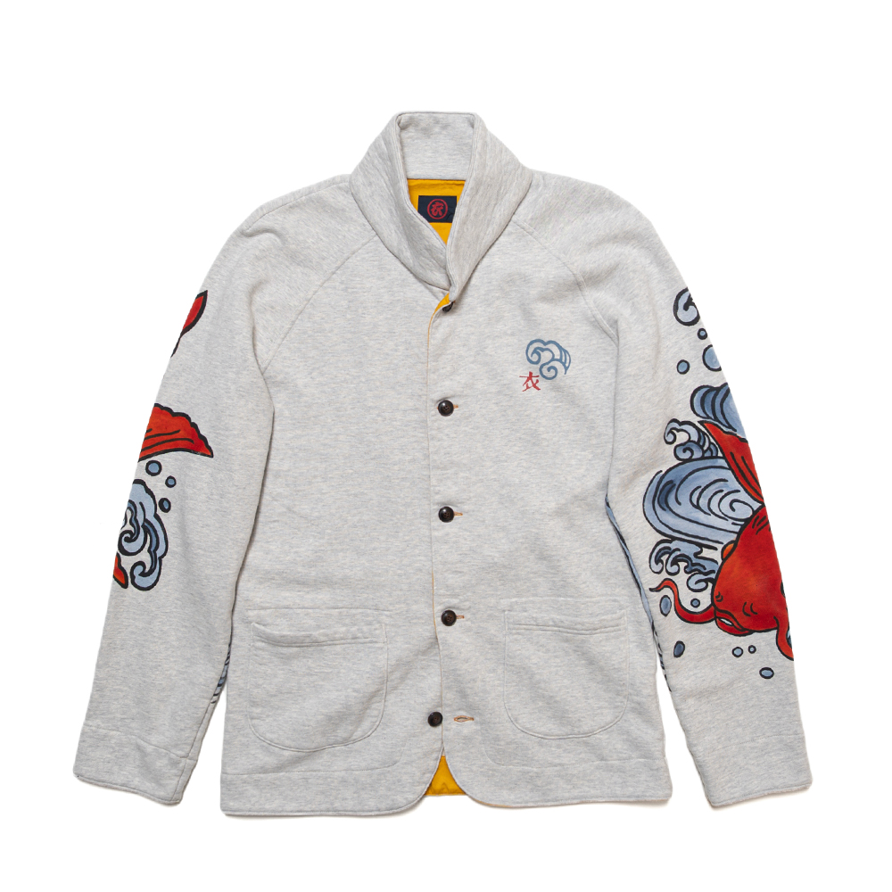 筒描き風 鯉裏毛カーディガン