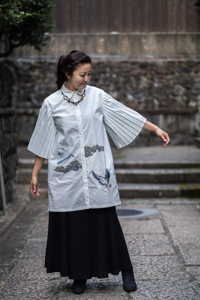Heron pleated sleeve Dress