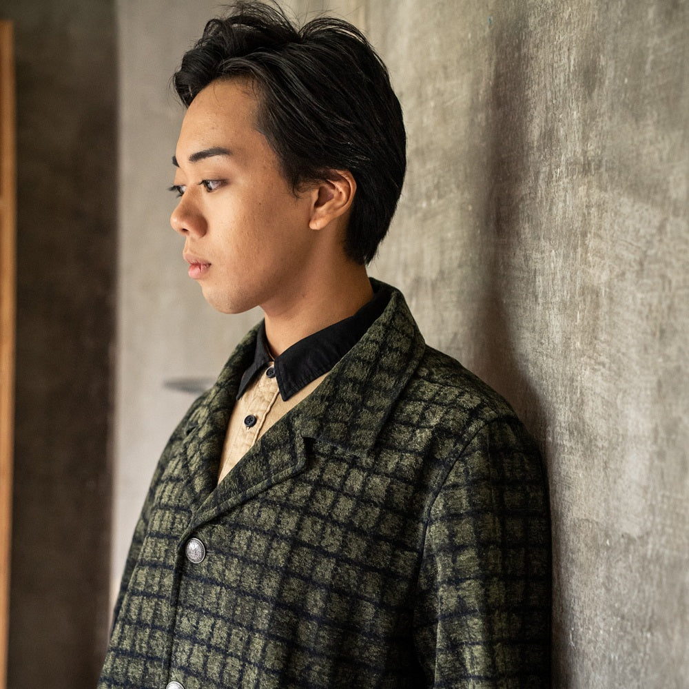 格子柄　ウールコート