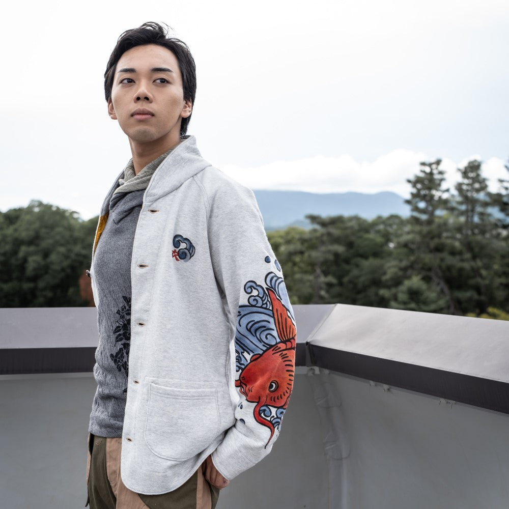 筒描き風 鯉裏毛カーディガン