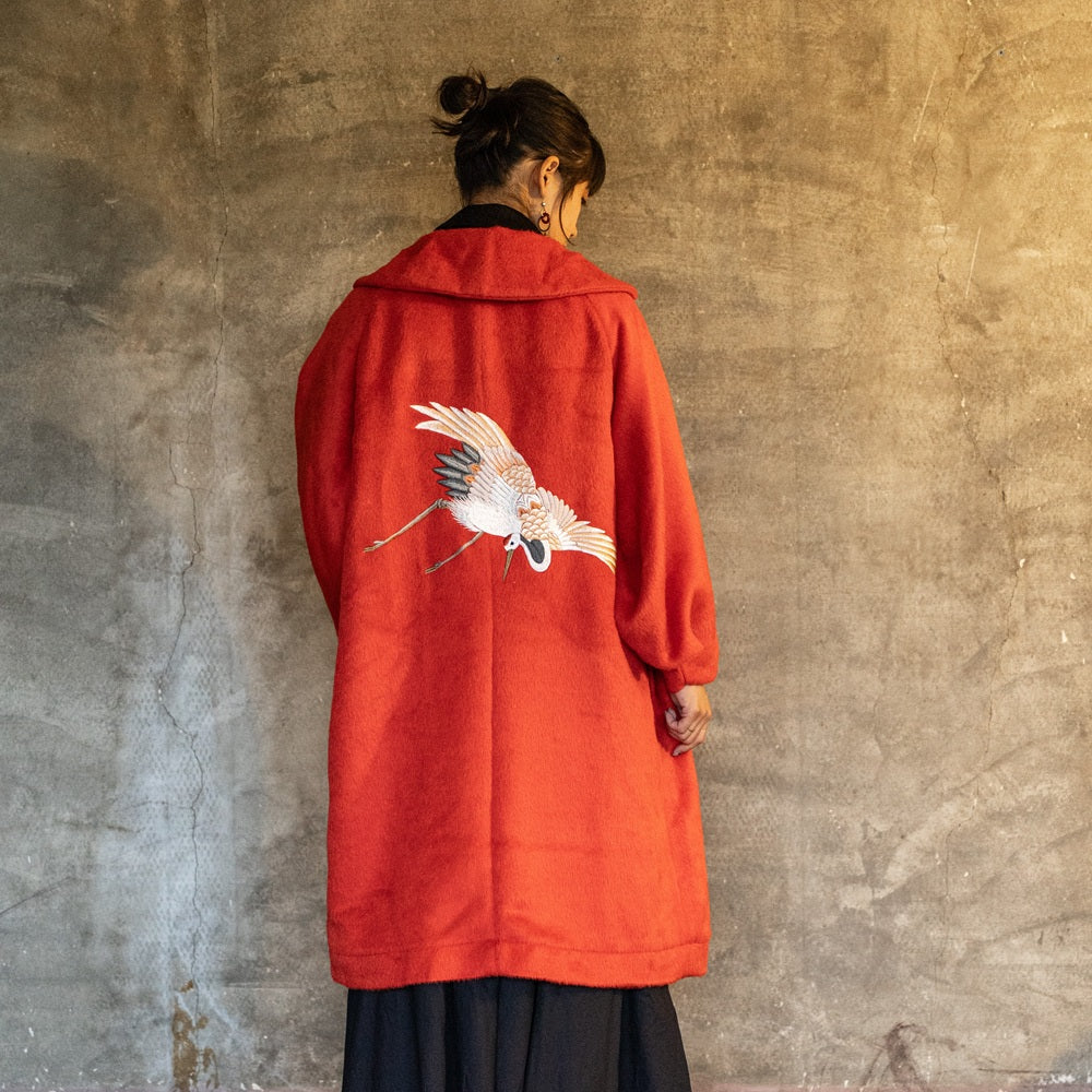 松枝に飛鶴 ジャギーコート