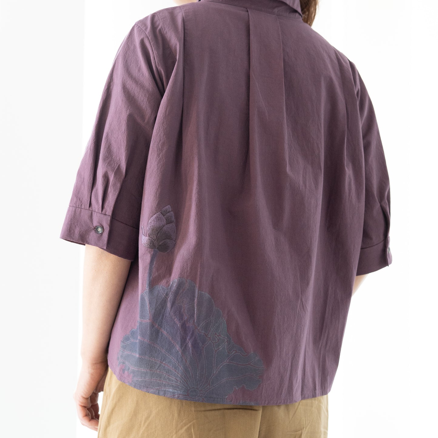 Lotus Half-Sleeve Tucked Blouse