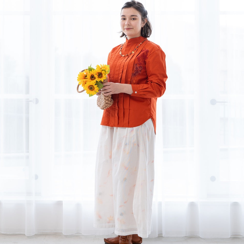 藤の花 アシンメトリータックブラウス 藤 刺繍 レディース 春服 日本製