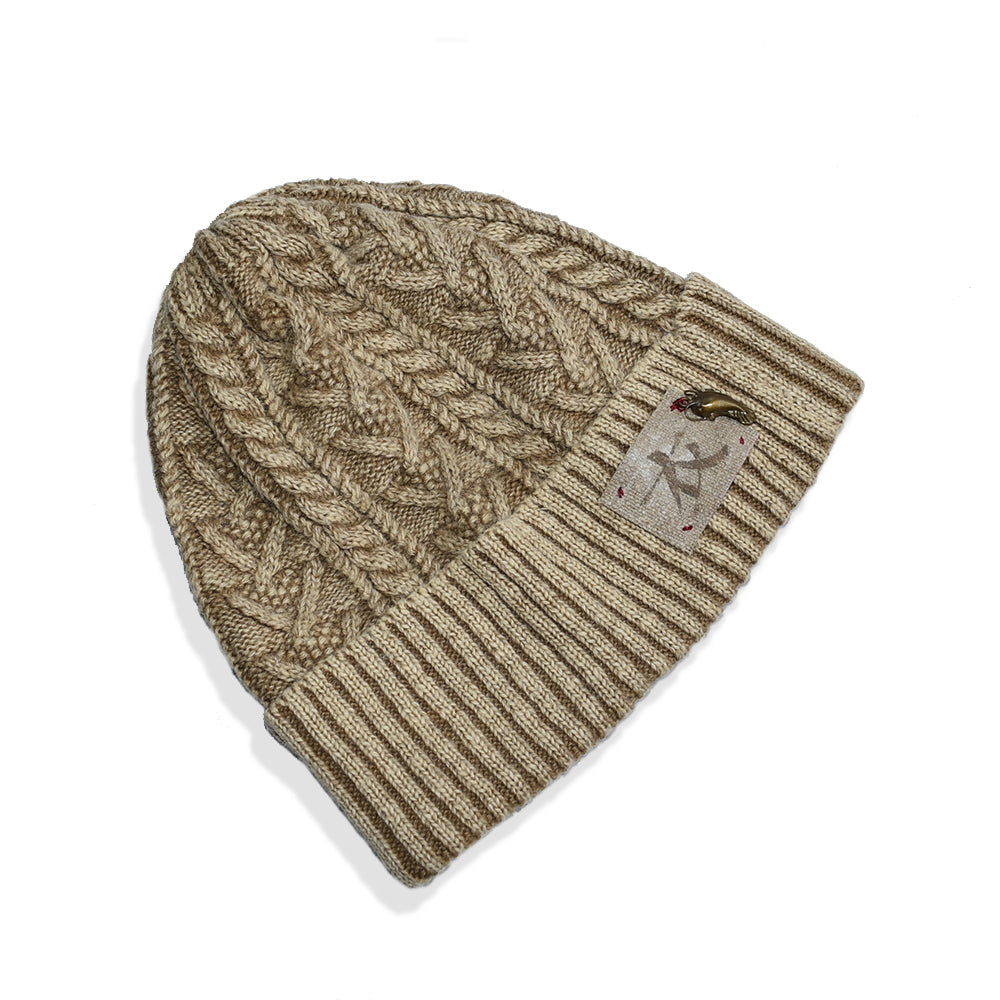  Aran Knit Hat -Namazu Charm-